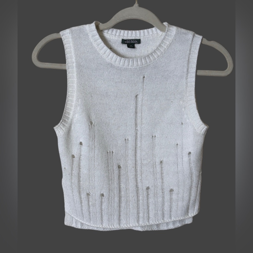 Wild Fable XS Distressed White Knit Tank Top - Picture 5 of 8